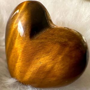 1PC Natural Cat Eye Stone Crystal Heart Love Stone Polished Brown/ Multi...